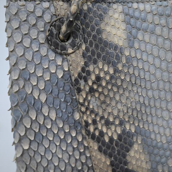 Nancy Gonzalez Light Gray & Cream Snake Leather Shoulder Bag - Picture 11 of 15